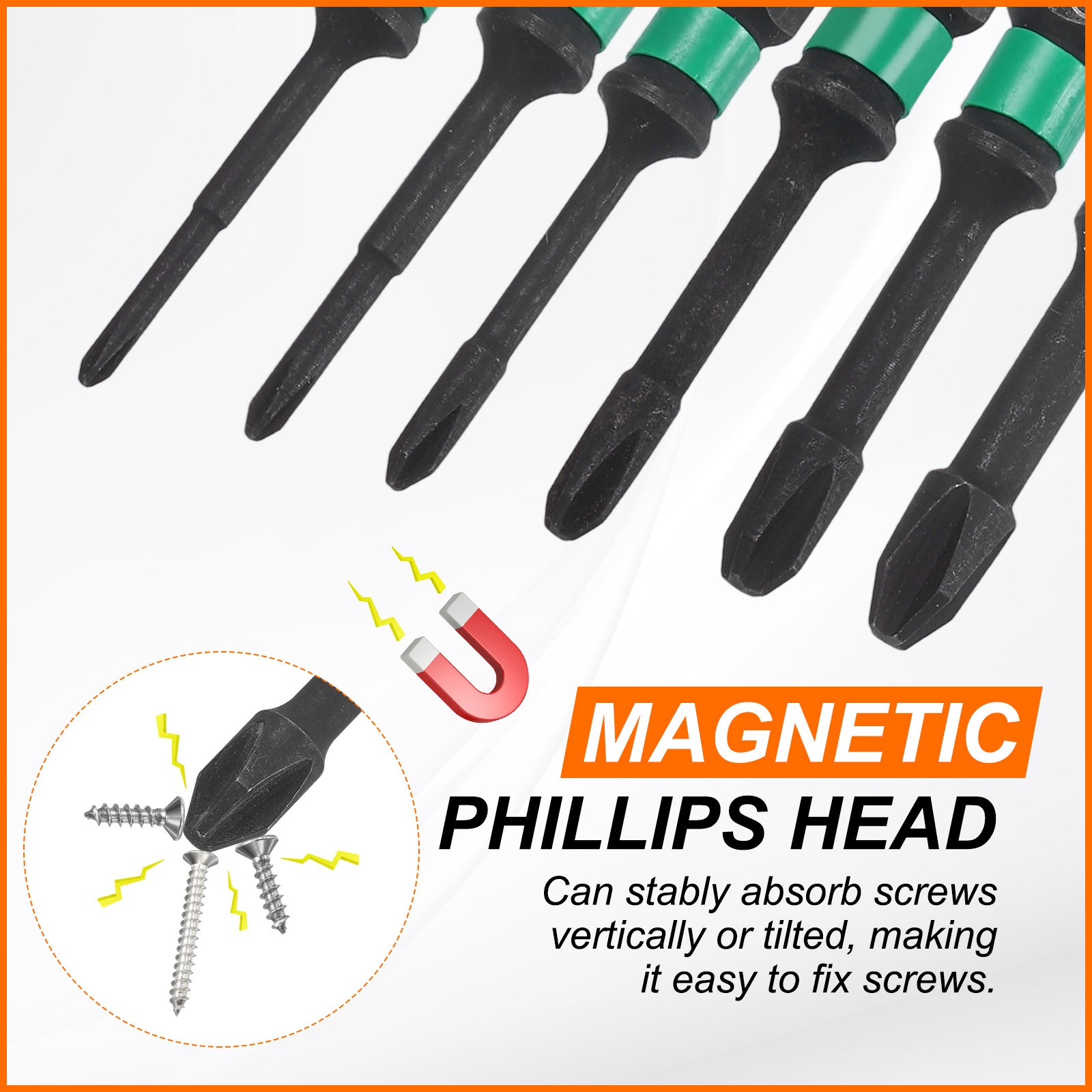 3pcs PH1 Impact Phillips Screwdriver Bits 1/4″ Hex Shank 6″ Long 0.12″ Rod