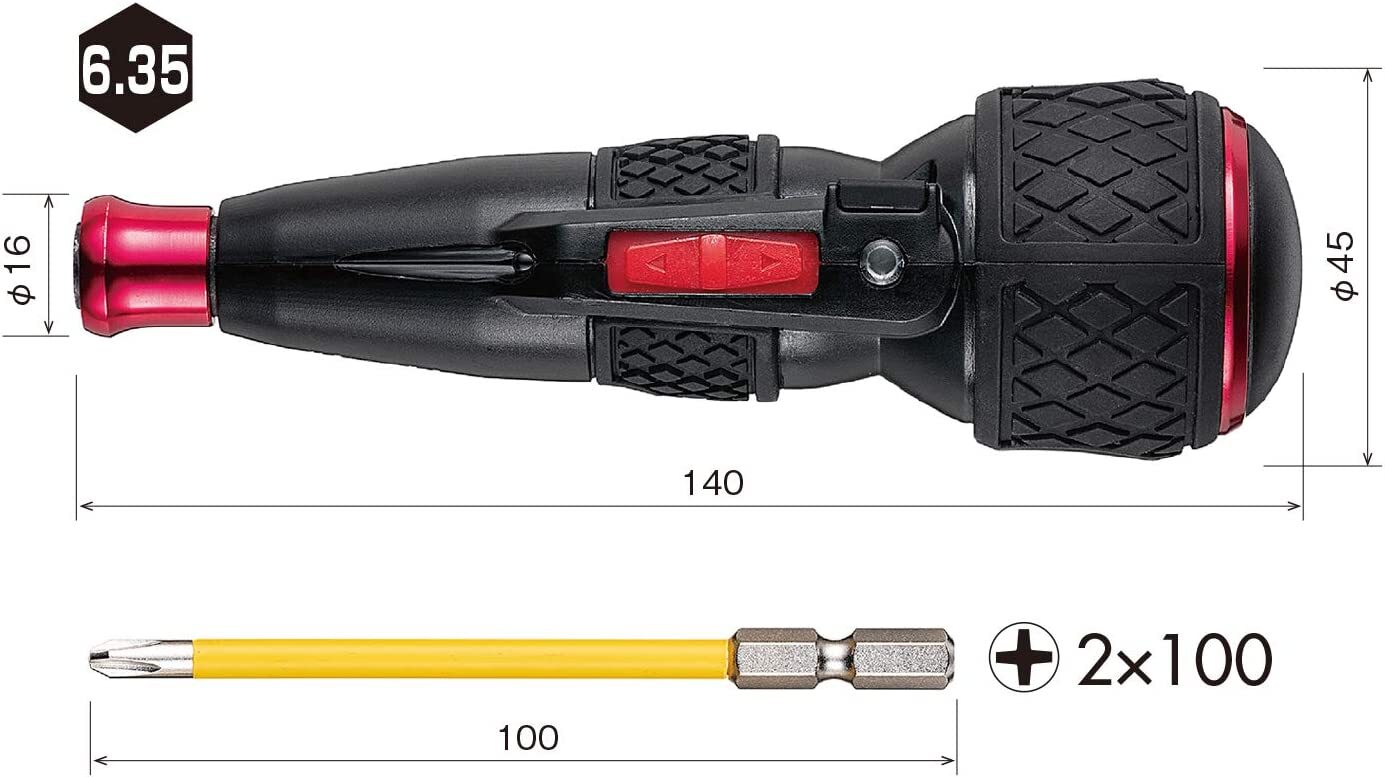 Vessel 220USB-1 Ball Grip Electric Driver Plus USB Charge red Gold Pre Green
