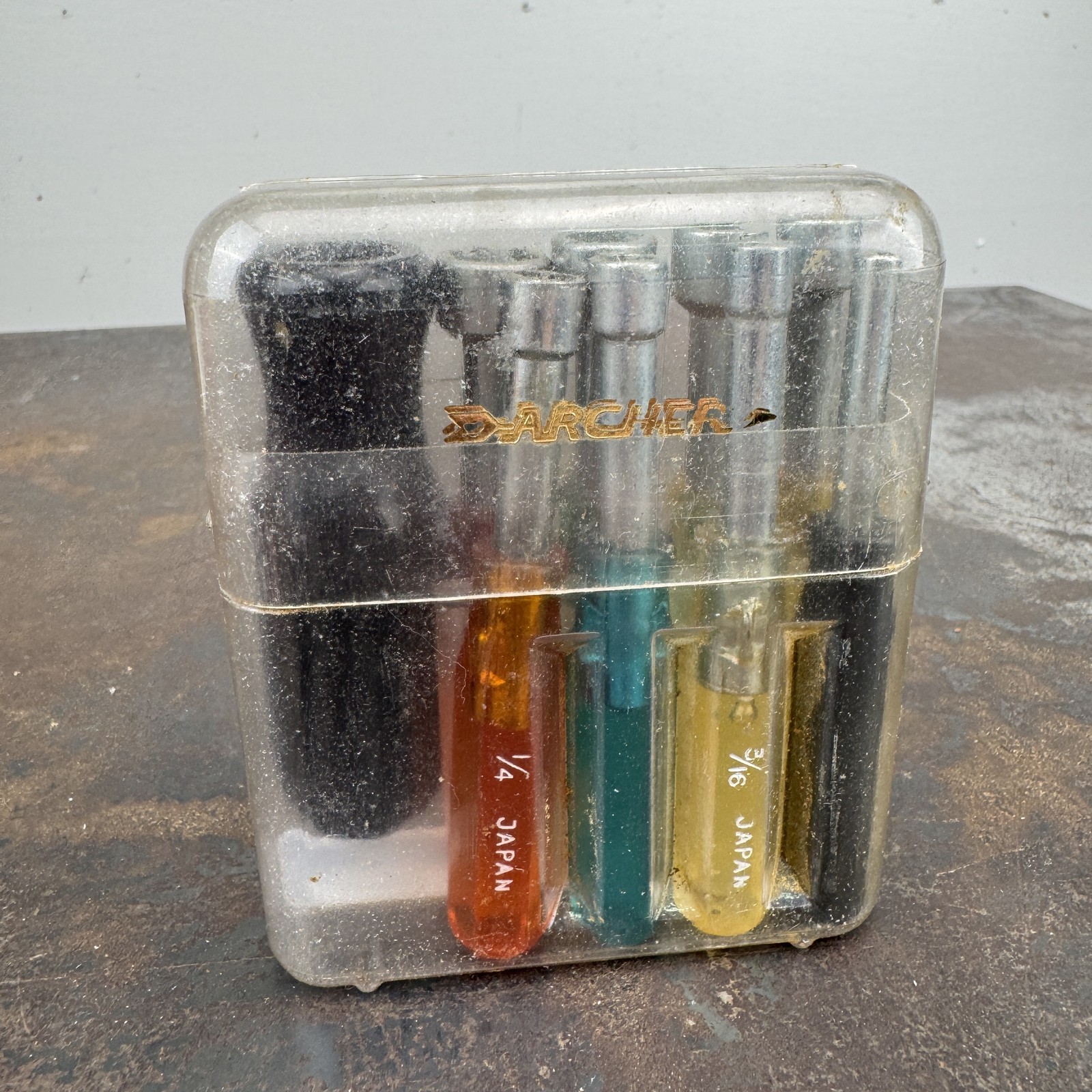 Vtg ARCHER Radio Shack 9-Piece SAE Mini Compact Hex Nut Driver Set w/ Case