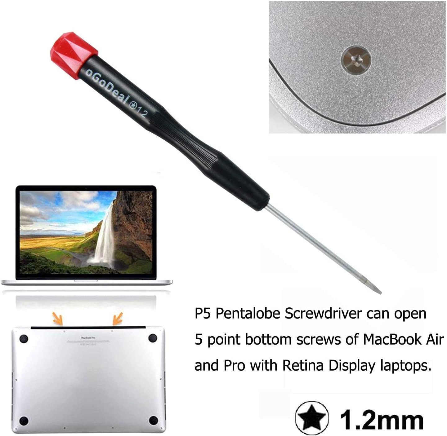 P2 P5 P6 Pentalobe Screwdriver, 5 Pointed Star, 0.8Mm, 1.2Mm and 1.5Mm, T5 Trox,