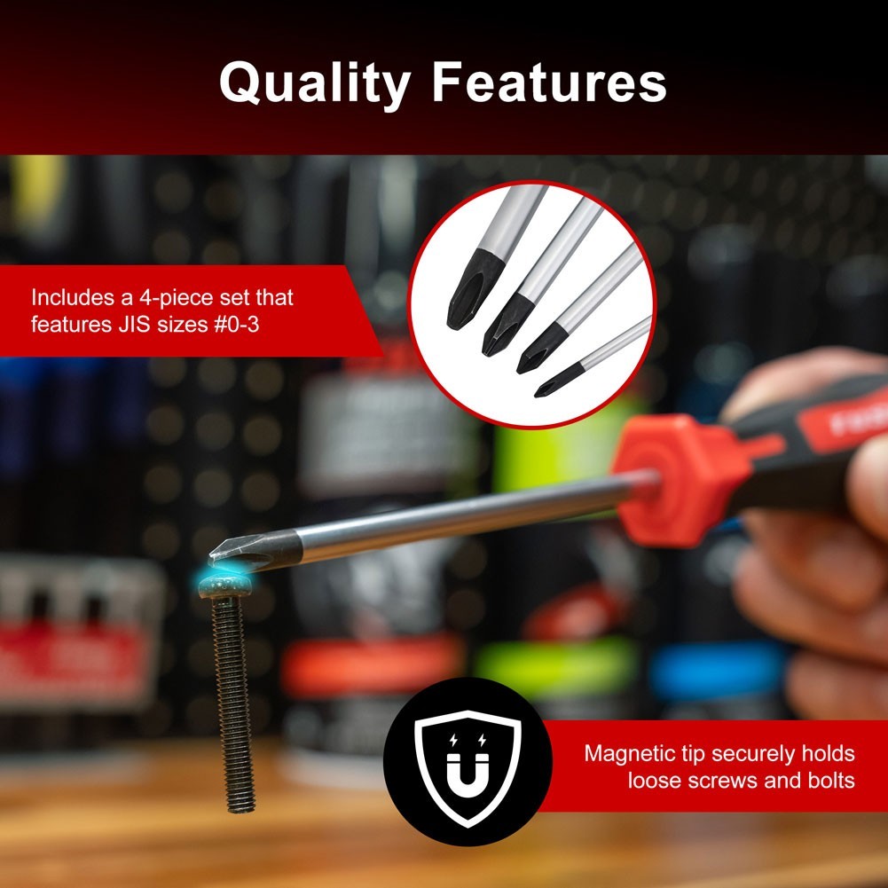 ⭐️JIS 4pc SCREWDRIVER SET #0 #1 #2 #3 TUSK JAPAN MOTORCYCLE ATV UTV ⭐️