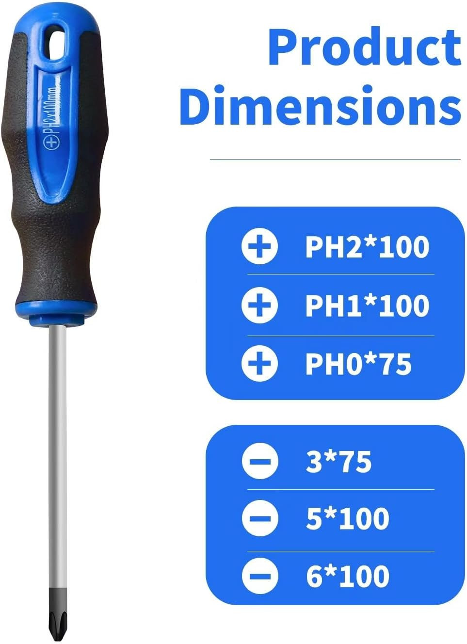 Magnetic Screwdriver Set Phillips Flathead CR-V Steel Repair Hand Tools