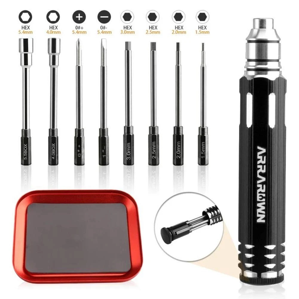 10 in 1 RC Model Repair Tools Kit with 1.5/2.0/2.5/3.0/4.0/5.5mm Hex Screwdri…