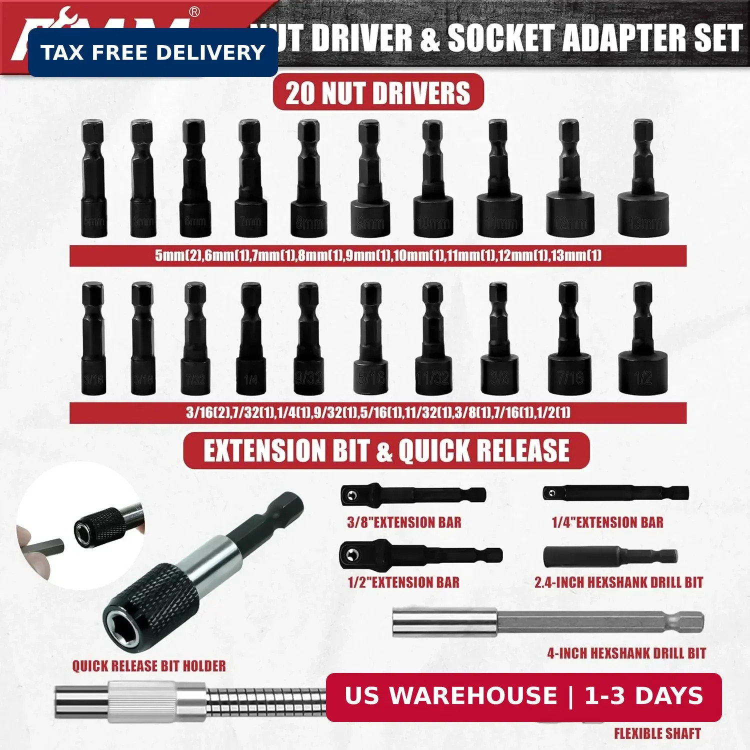 AMM 232-Piece Ultimate Screwdriver Bit Set, Cr-V Steel Impact Driver Bits, Inclu