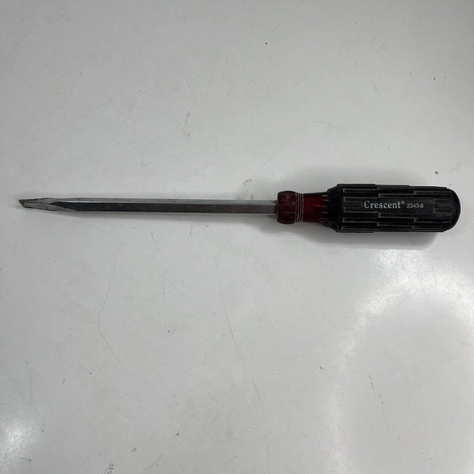 Crescent 2143-8 Round Shank Screwdriver, 8” Long 3/8″ Flat Tip, Cushion Grip USA