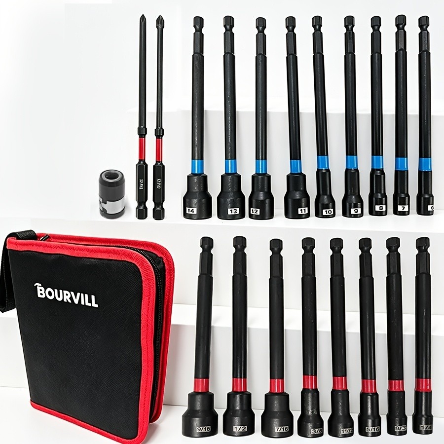20/25PCS Magnetic Nut Driver Set, Impact Drill Driver Bit 1/4″ Hex Shank, Metric