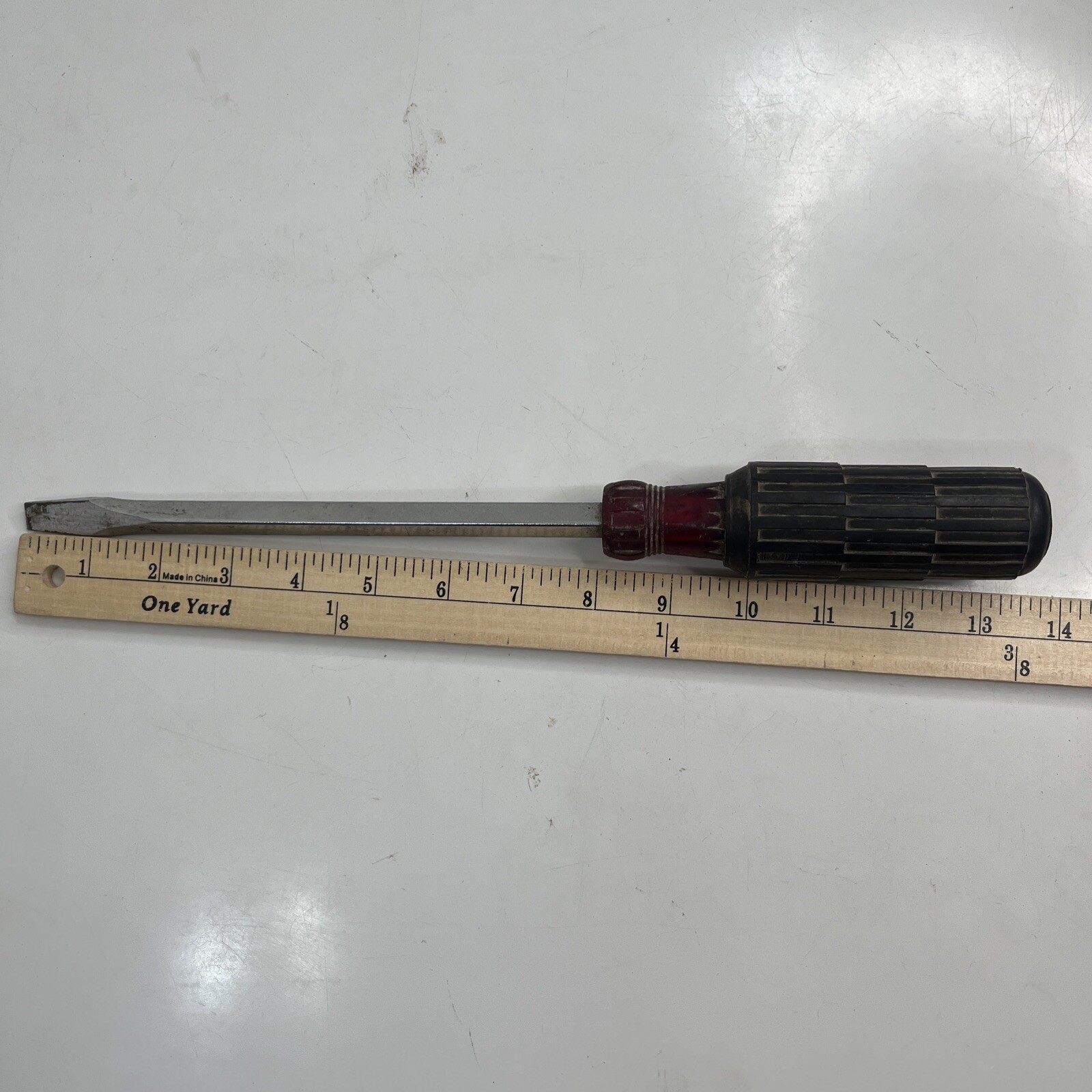 Crescent 2143-8 Round Shank Screwdriver, 8” Long 3/8″ Flat Tip, Cushion Grip USA