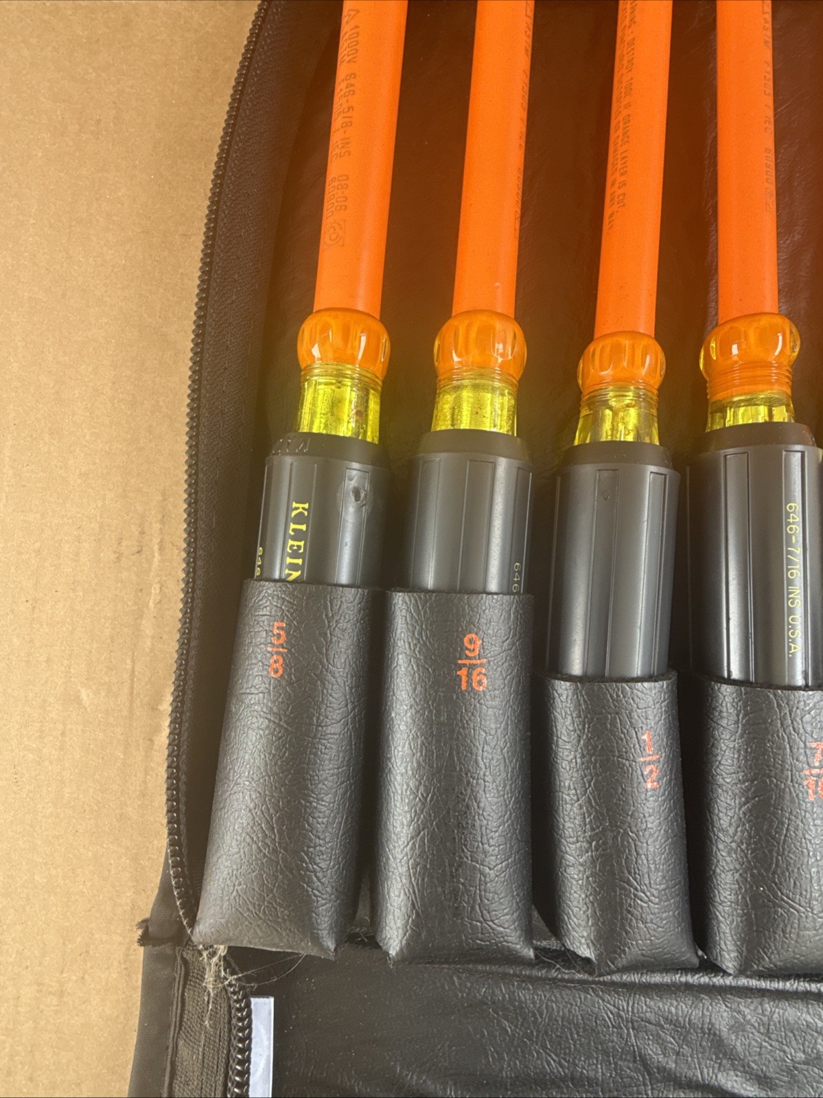 MINT Klein Tools 33534 Insulated Nut Driver Set 9-Piece 1000V Standard SAE 3/16