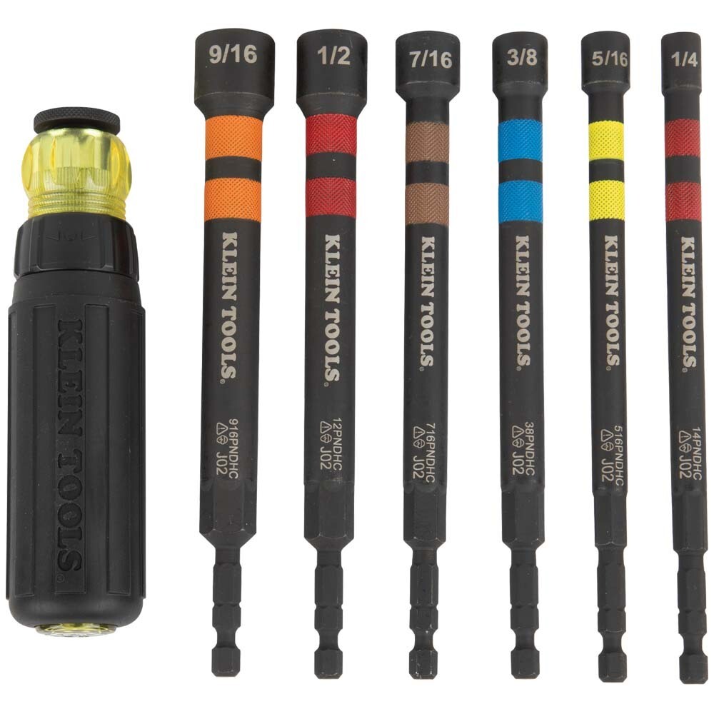 Klein Tools 32950 Hollow Magnetic Color-Coded Ratcheting Power Nut Drivers