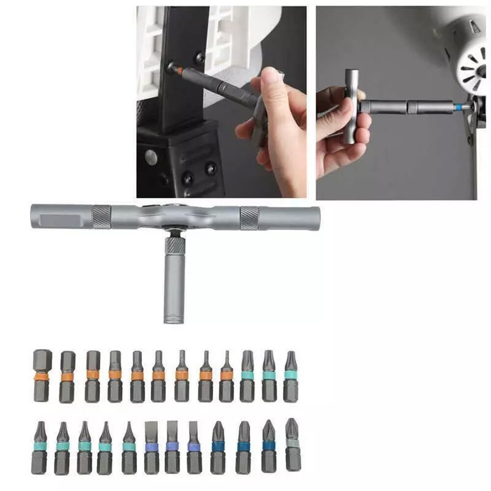 25pcs 24 in 1 Multifunction Screwdriver Head Set Household Repair Ratchet Wrench