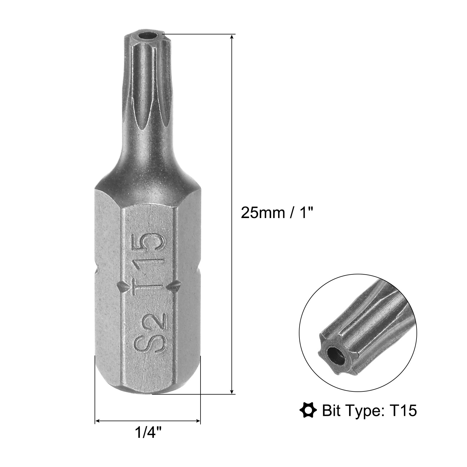 Torx Bits 1/4″ Magnetic Screwdriver T15 Screw Driver Bit S2 Alloy Steel 25pcs