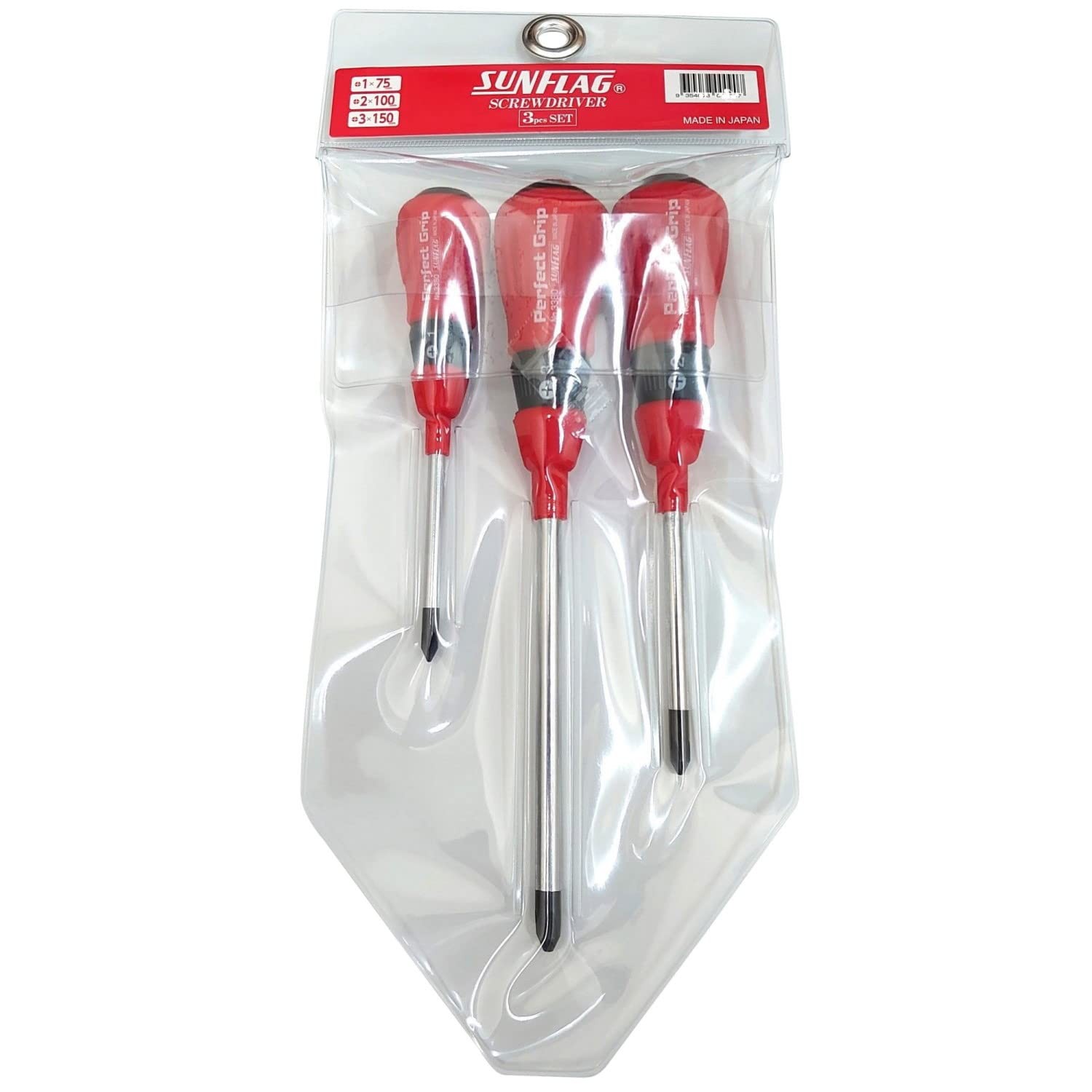 JIS Screwdrivers Set 3pc Magnetic Tip Japan Cross Point +1 +2 +3 75mm 100mm 150m