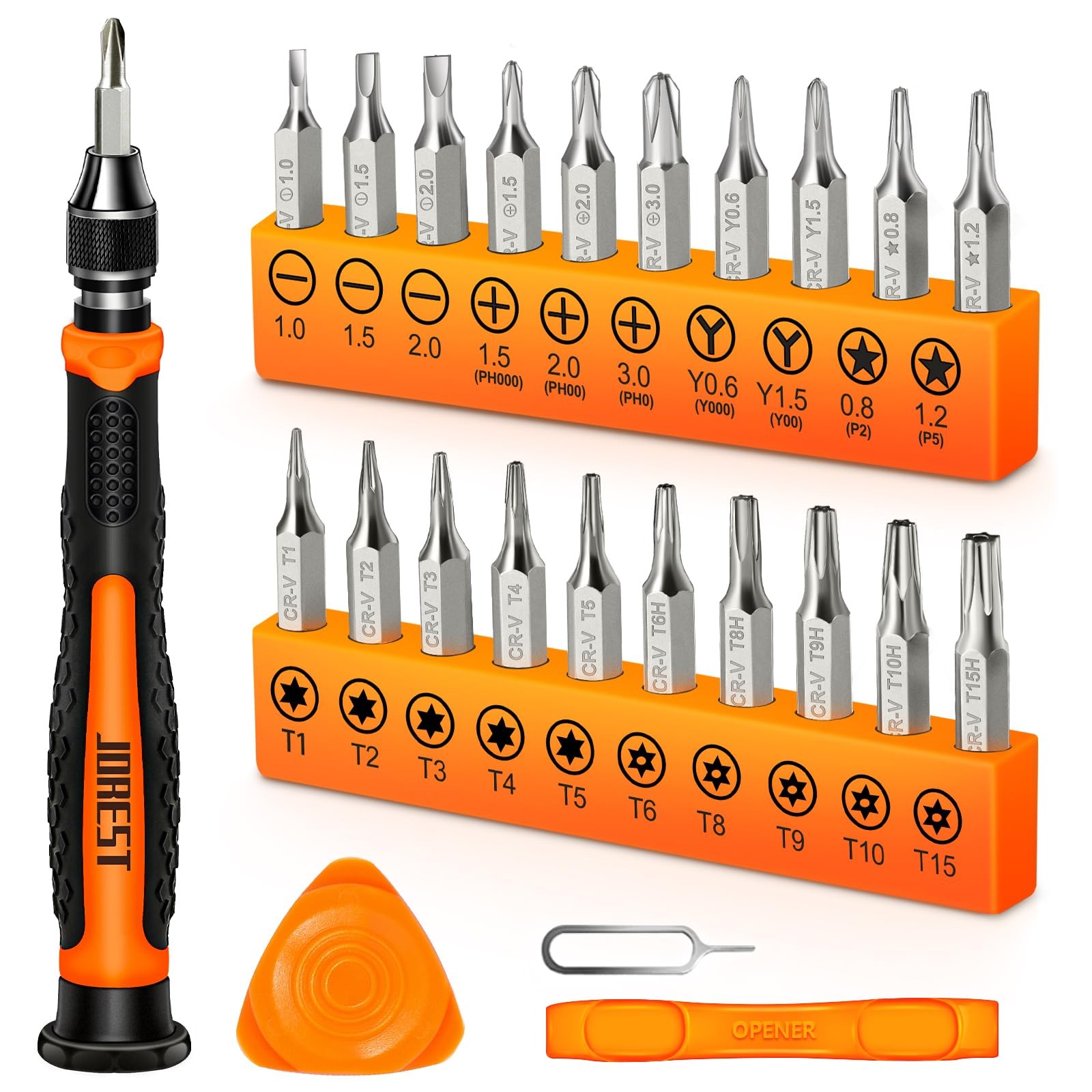 JOREST 24Pcs Small Precision Screwdriver Set with Torx T5 T6 T8 T9, Y00, S