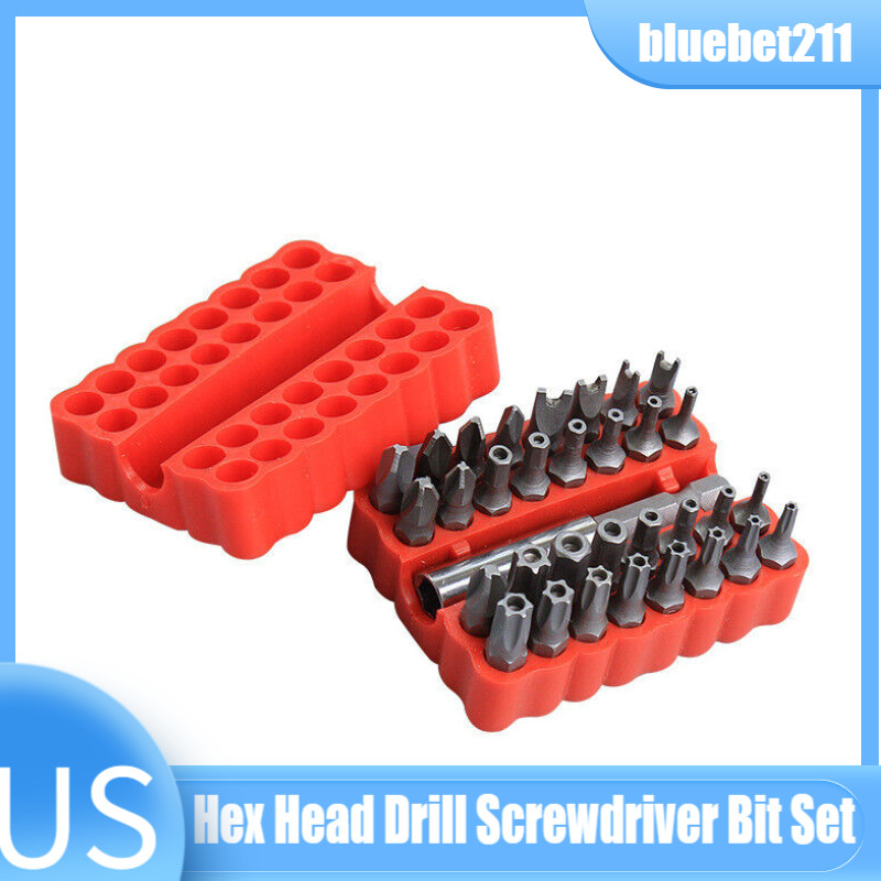 33 PCS with 1/4″ Extension Bit Holder Screwdriver Bit Set Hex Head Drill Bit Set