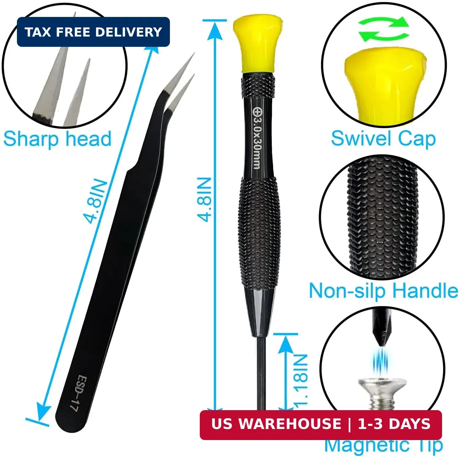18PCS Mini Precision Screwdriver Set With Case, Lengnoyp Magnetic Small Flathead