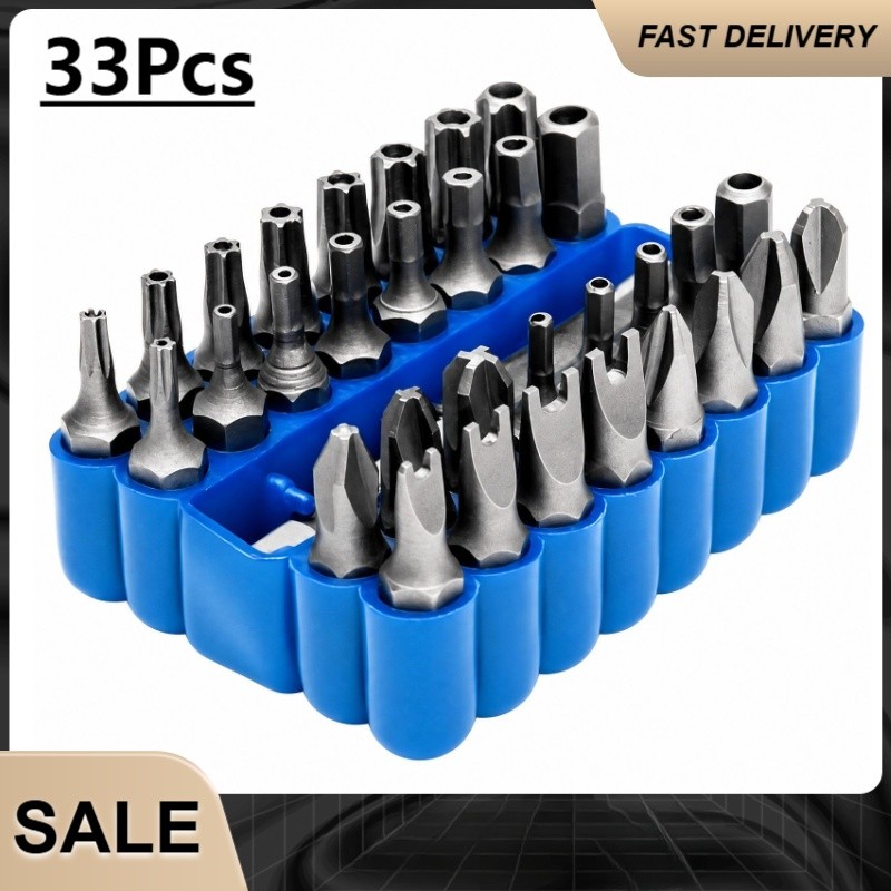 33Pcs Tamper Proof Torx Bit Set Security Star Hex Spanner Tri Wing Driver