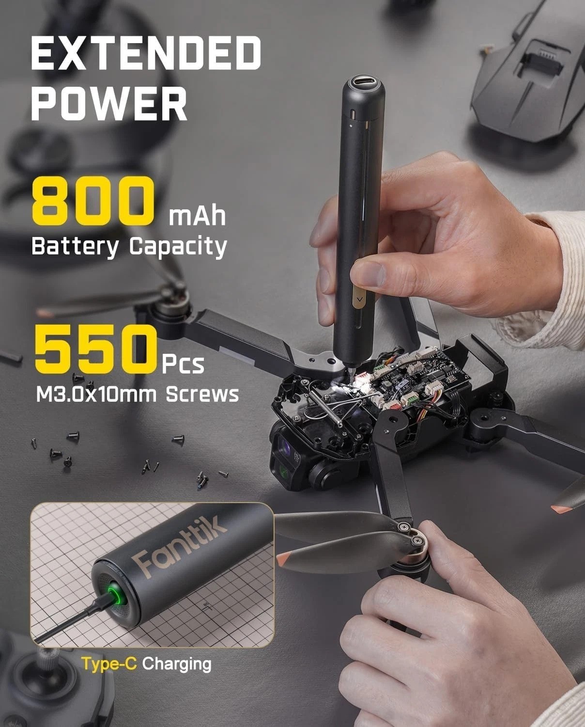 Rechargeable E2 Ultra Screwdriver – 5 Adjustable Torque Settings & LED Light