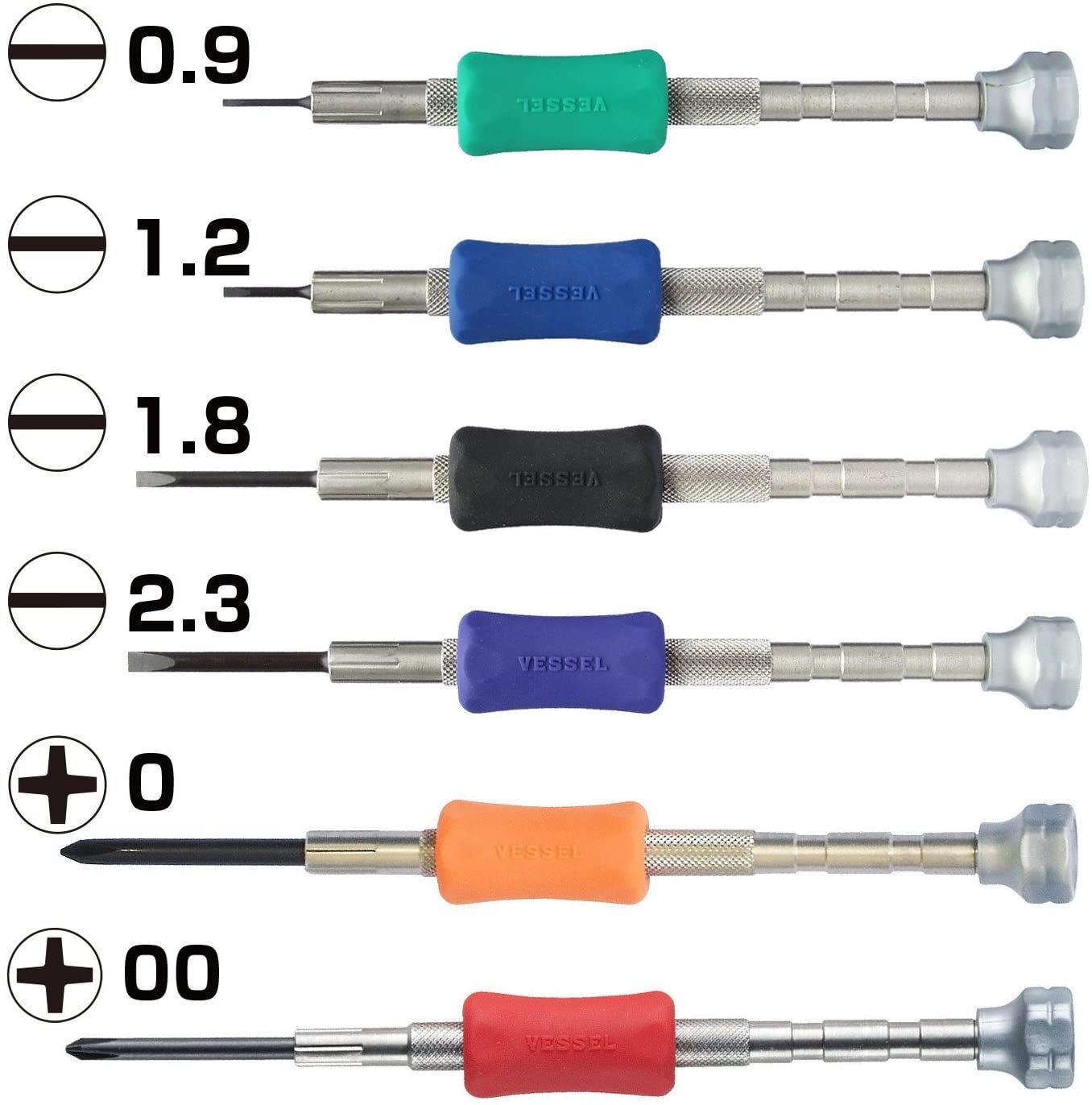 Vessel Precision Micro Screwdriver set +,-,Torx,Triwing,Hex, etc. JIS Japan