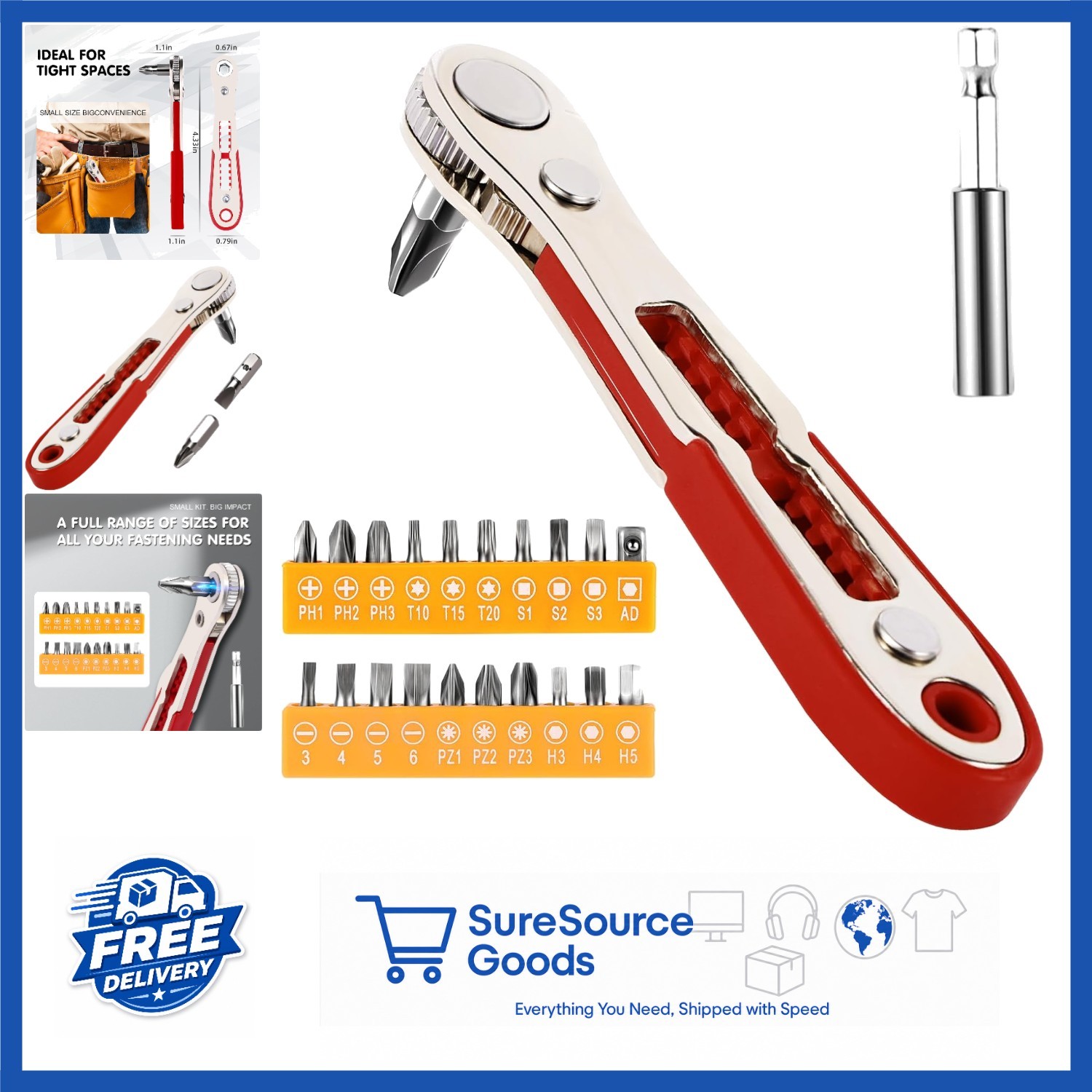 22-in-1 Screwdriver Set with Chrome Vanadium Steel Bits for Home Improvement