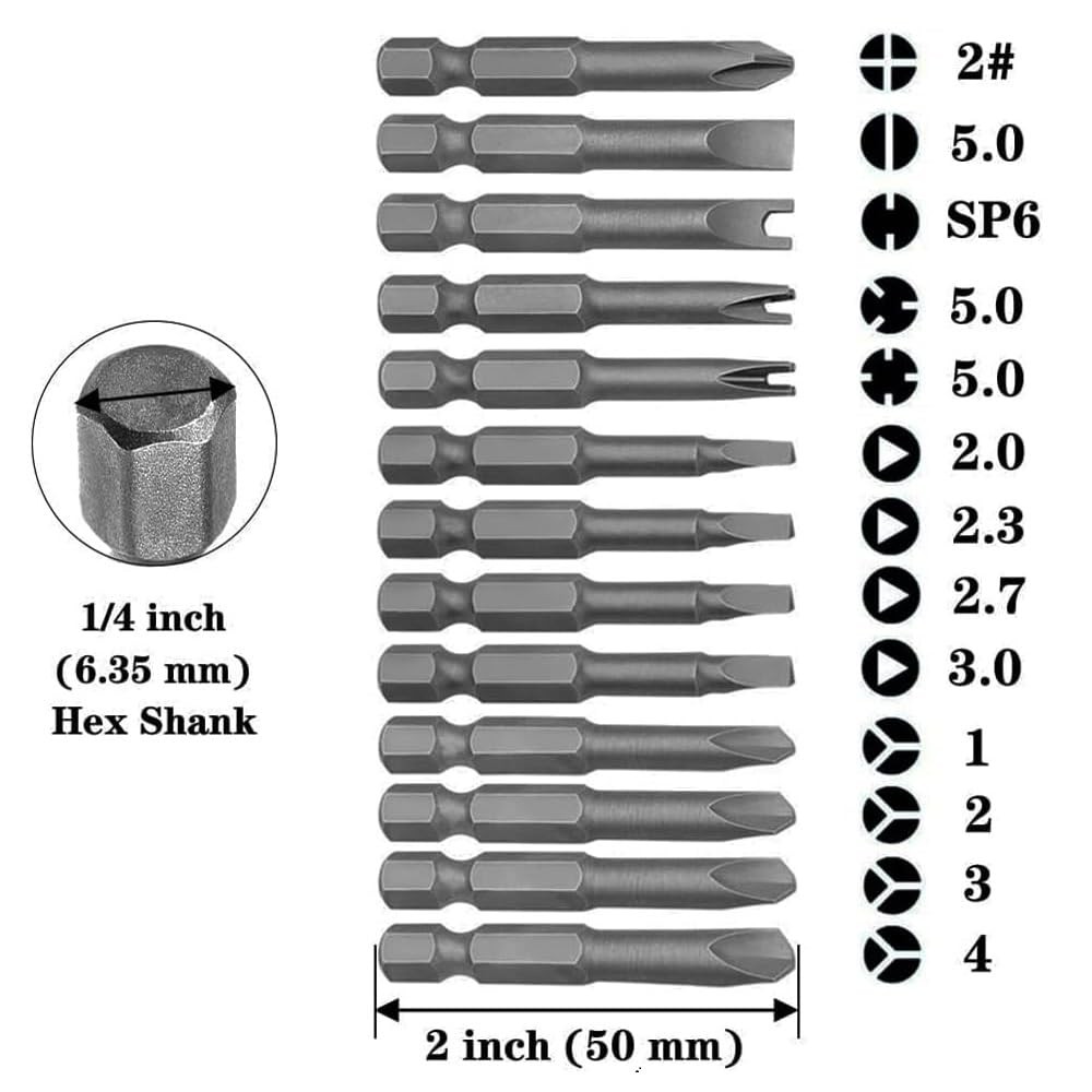 13 Piece Special Shaped 1/4 inch Hex Magnetic CR-V Steel Screwdriver Bit Set