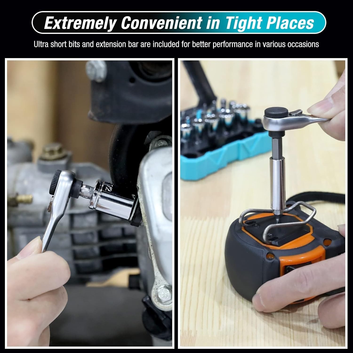 56-Piece Mini Ratchet Wrench & Bit Set with Storage Cases