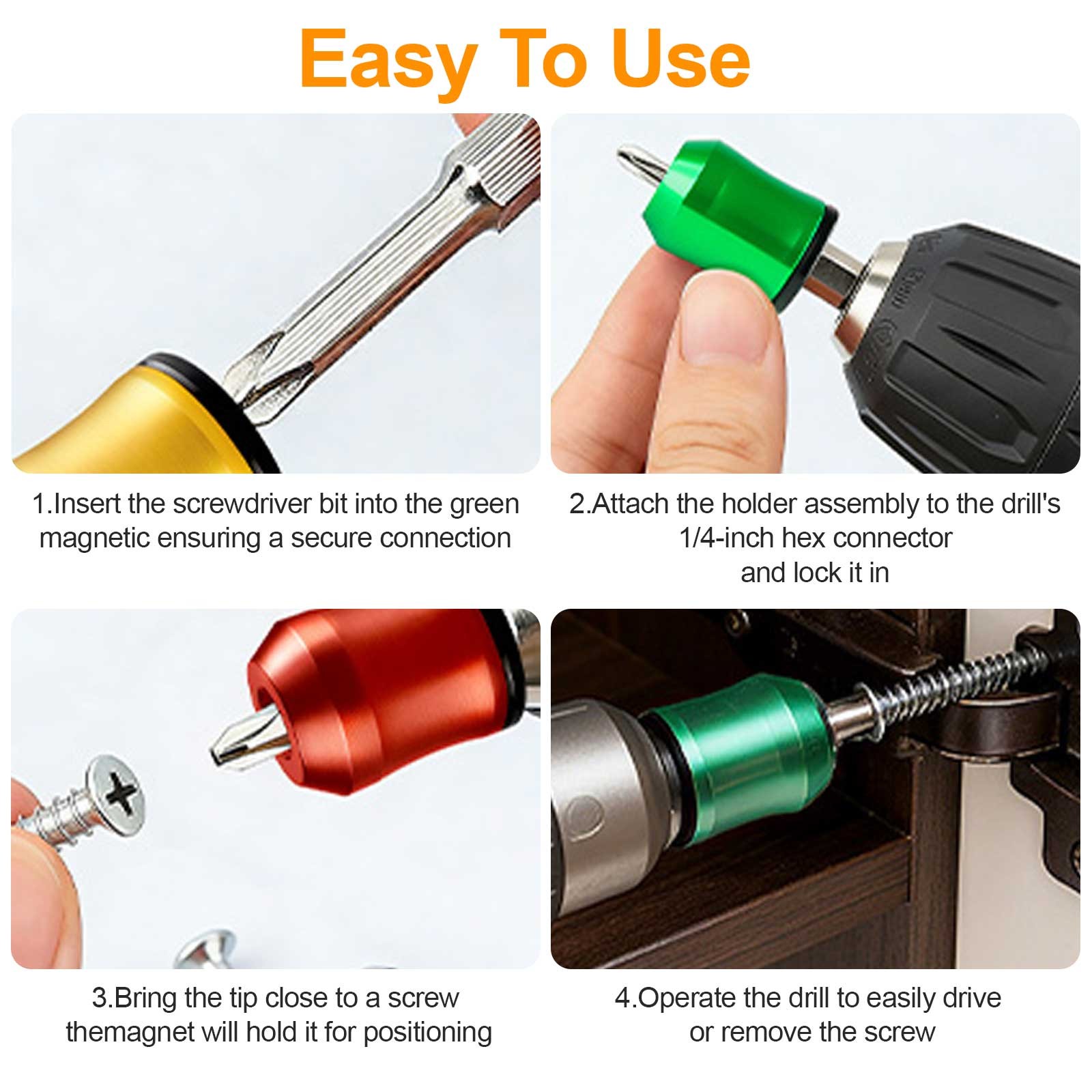 5Pcs Strong Magnetic Screw Ring Universal 1/4″ Hex Shank Screw Holder for Drill