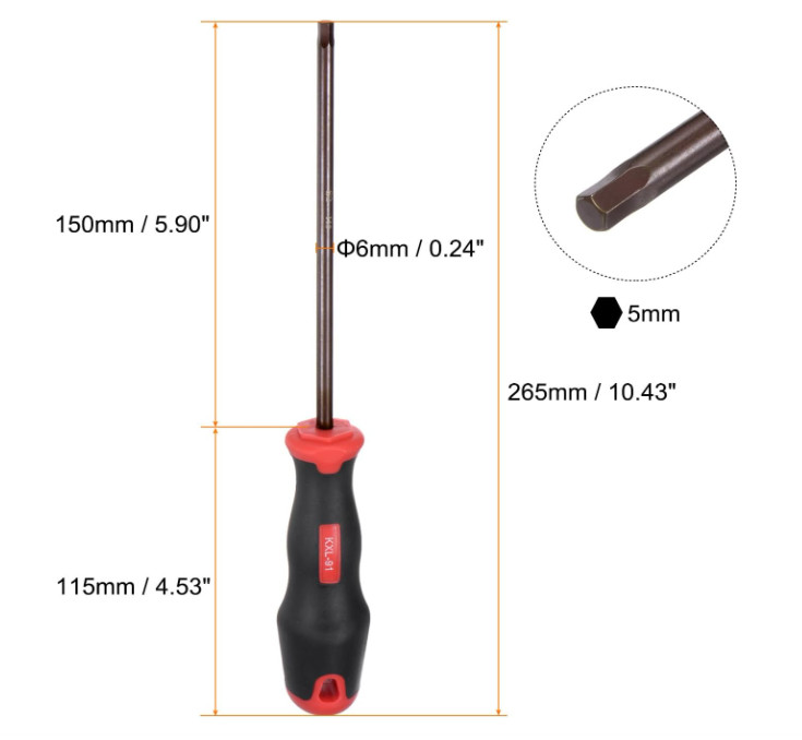 5mm Hex Screwdriver Magnetic Allen Key Driver Metric Long Shaft RC Car Furniture