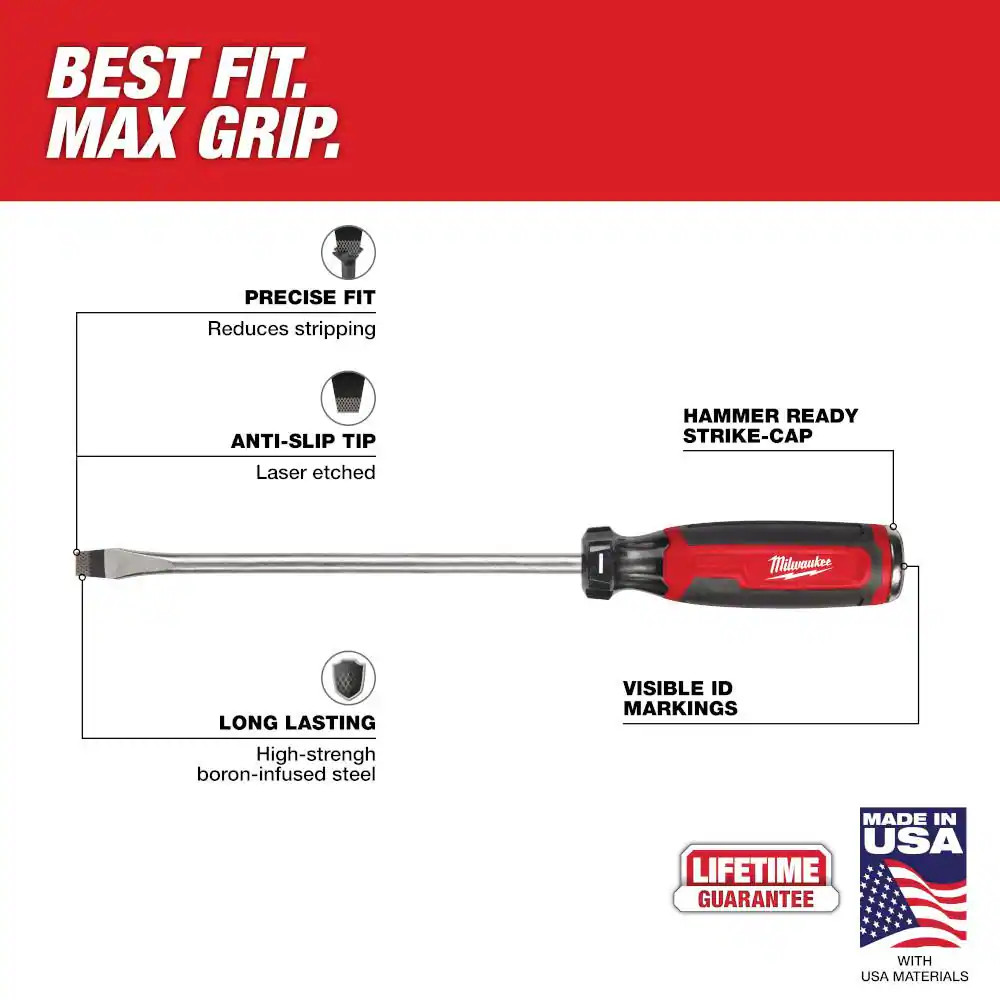 3/8 In. Slotted 8 In. Demolition Flat Head Screwdriver with Cushion Grip
