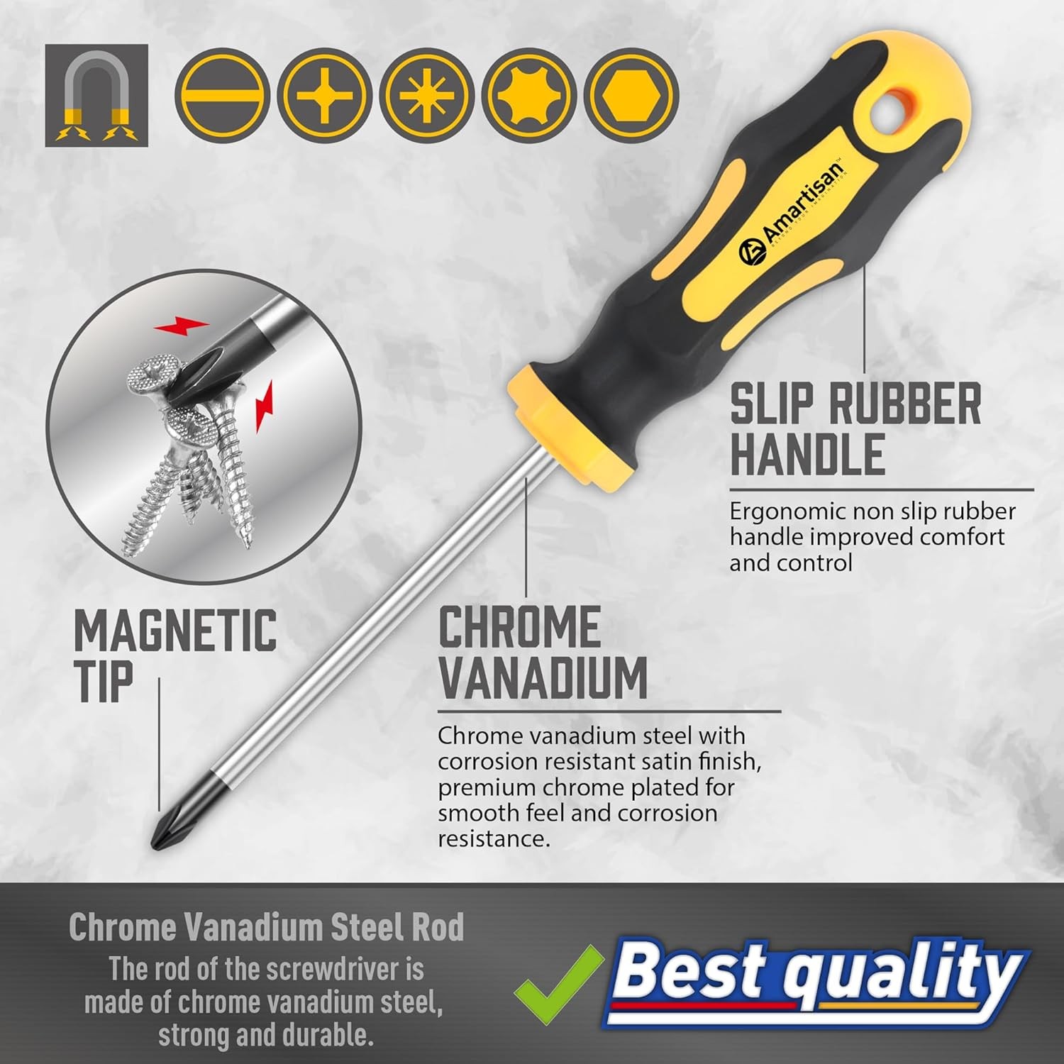 Magnetic Screwdriver Set with Case 43-piece Include Slotted, Phillips, Hex, Torx