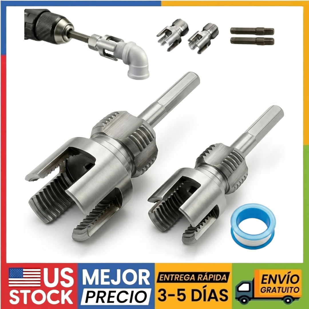 2 Terrajas para Tubo de PVC 1/2 3/4 Herramienta de Roscado para Taladro Auto US