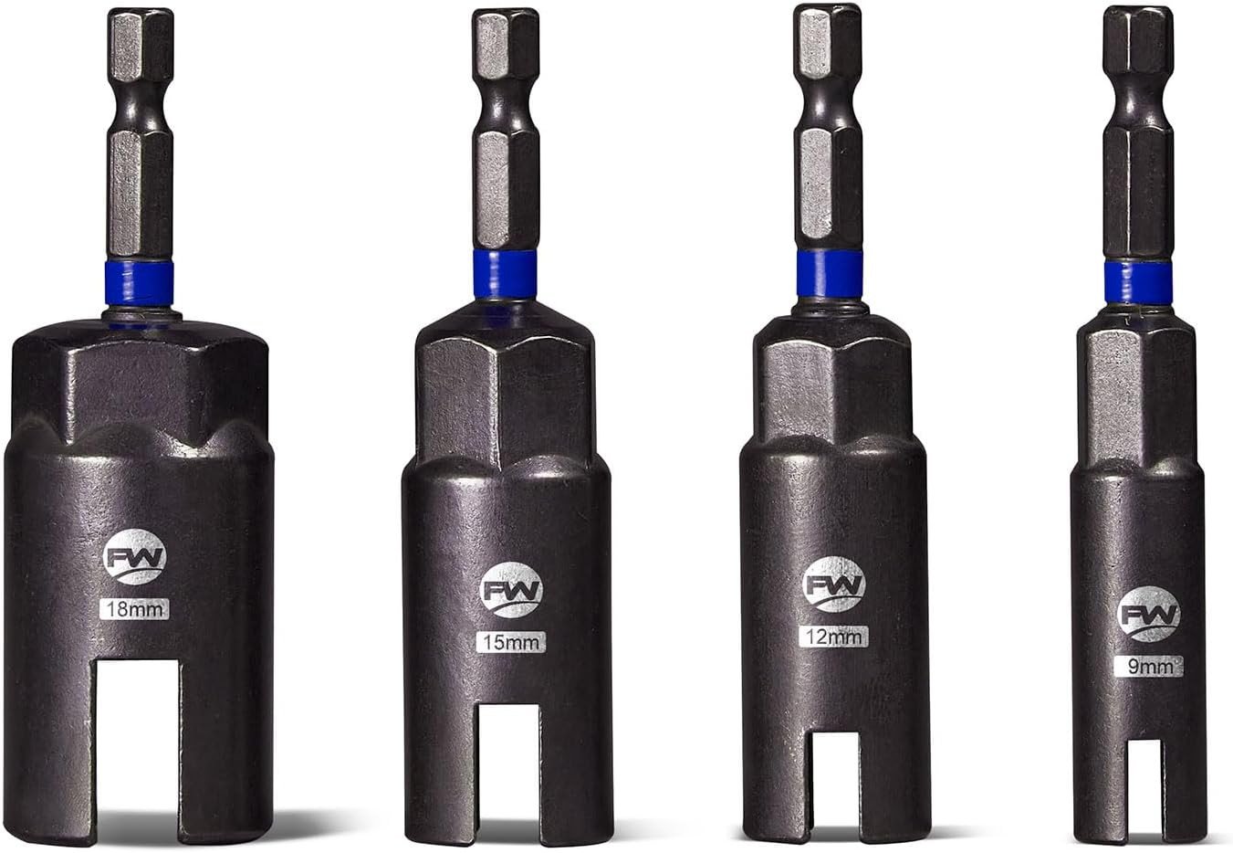 4-Piece Wing Nut Driver Set with 1/4″ Hex Shank, CR-V Steel Sockets