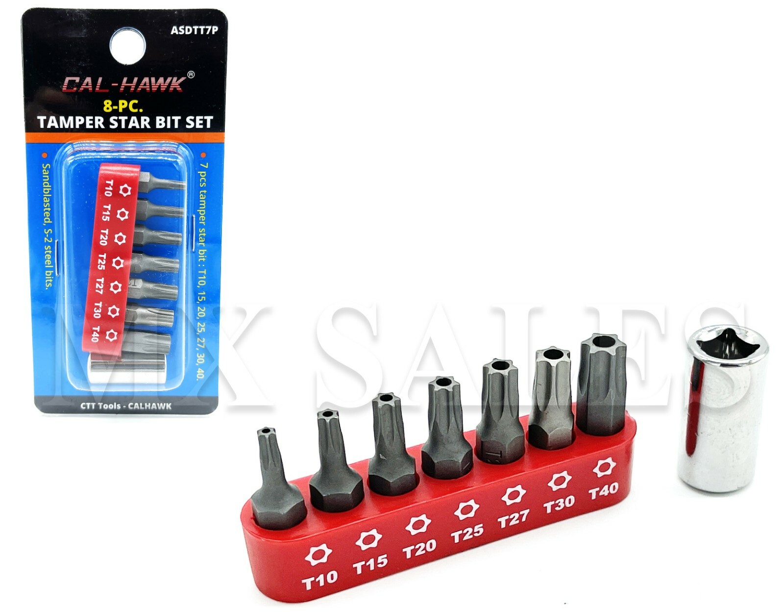 8pc Tamper Proof Security Torx Star Bit Set T10 T15 T20 T25 T27 T30 T-40 TAIWAN