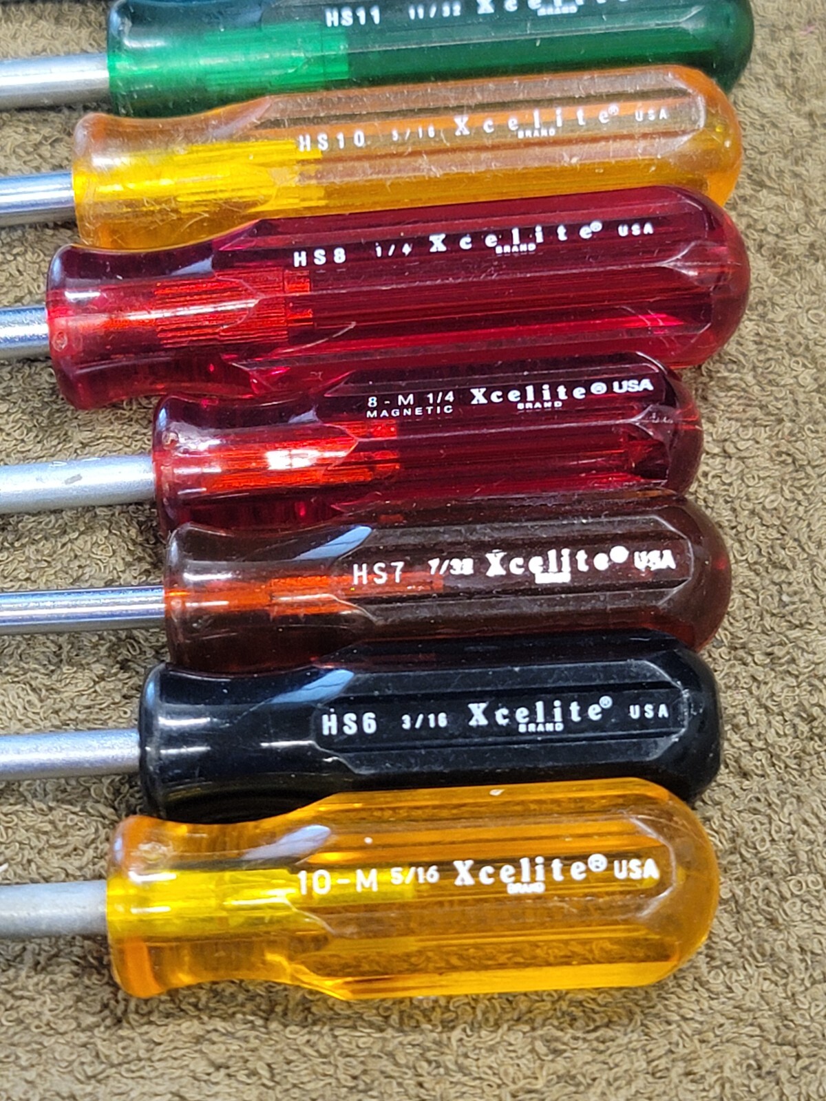 Xcelite HS Nutdriver Set Sae 3/16 7/32 1/4 5/16 11/32 3/8 7/16 1/2 9/16″ USA