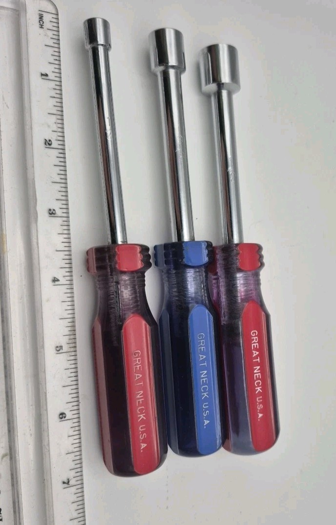 Vintage Great Neck 3pc Nut Driver Set SAE