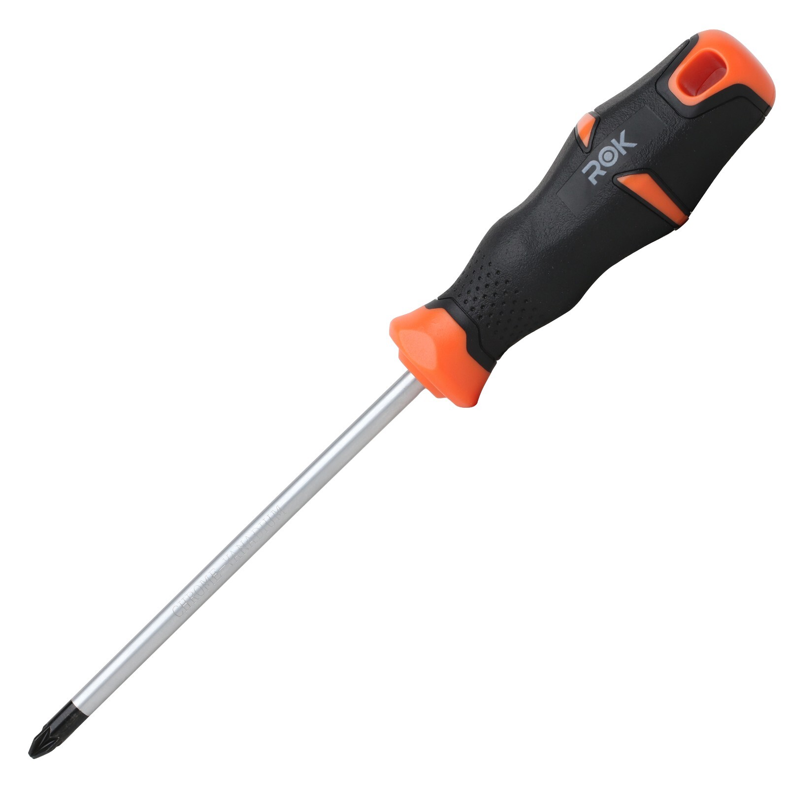 Rok Hardware Pozi #2 Screwdriver, Chrome Shaft with Orange Handle ROKPOZI