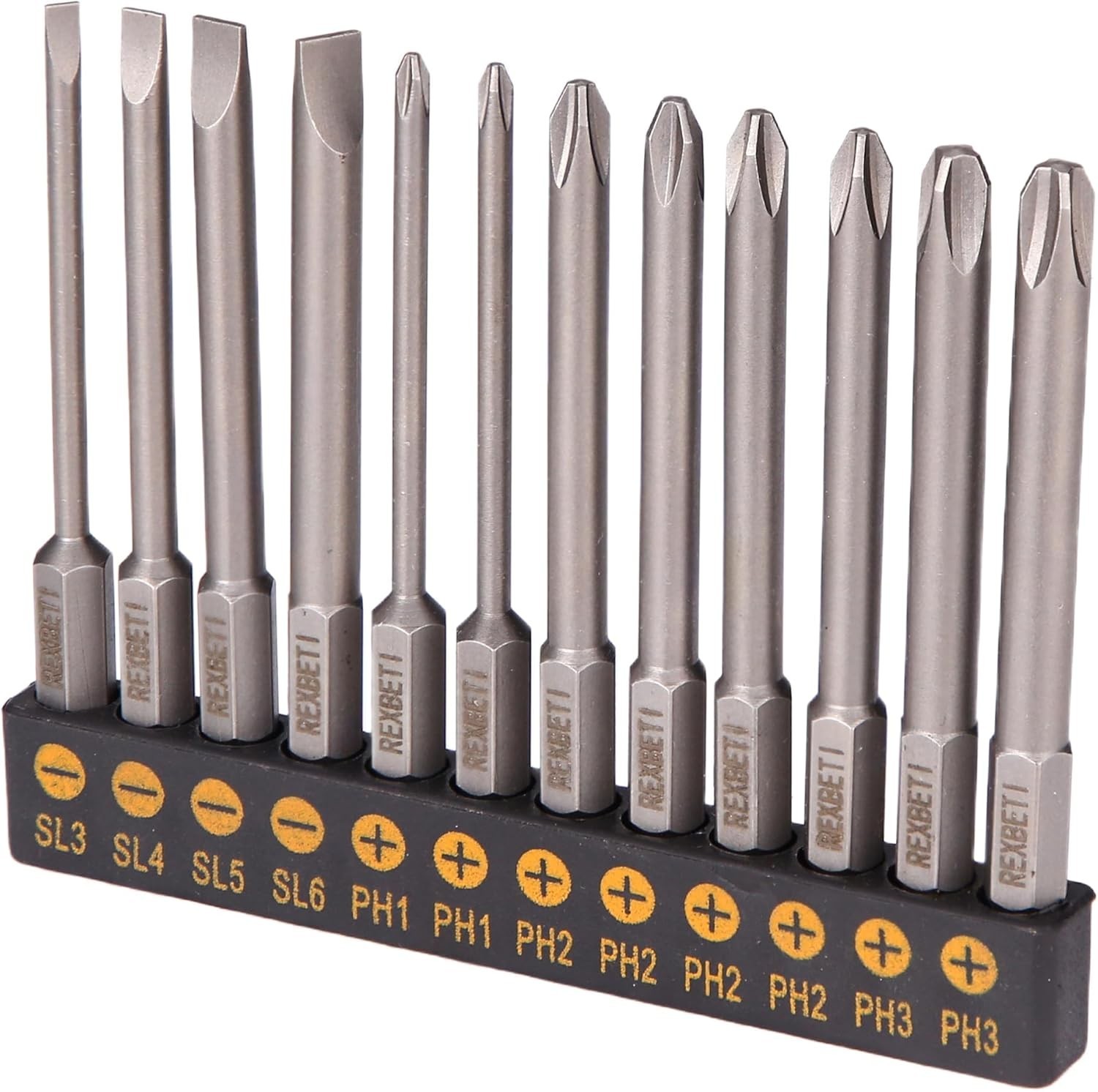 12 Pcs 3 Inch Slotted Phillips Screwdriver Bit Set with Holder 1/4 Hex, Magnetic