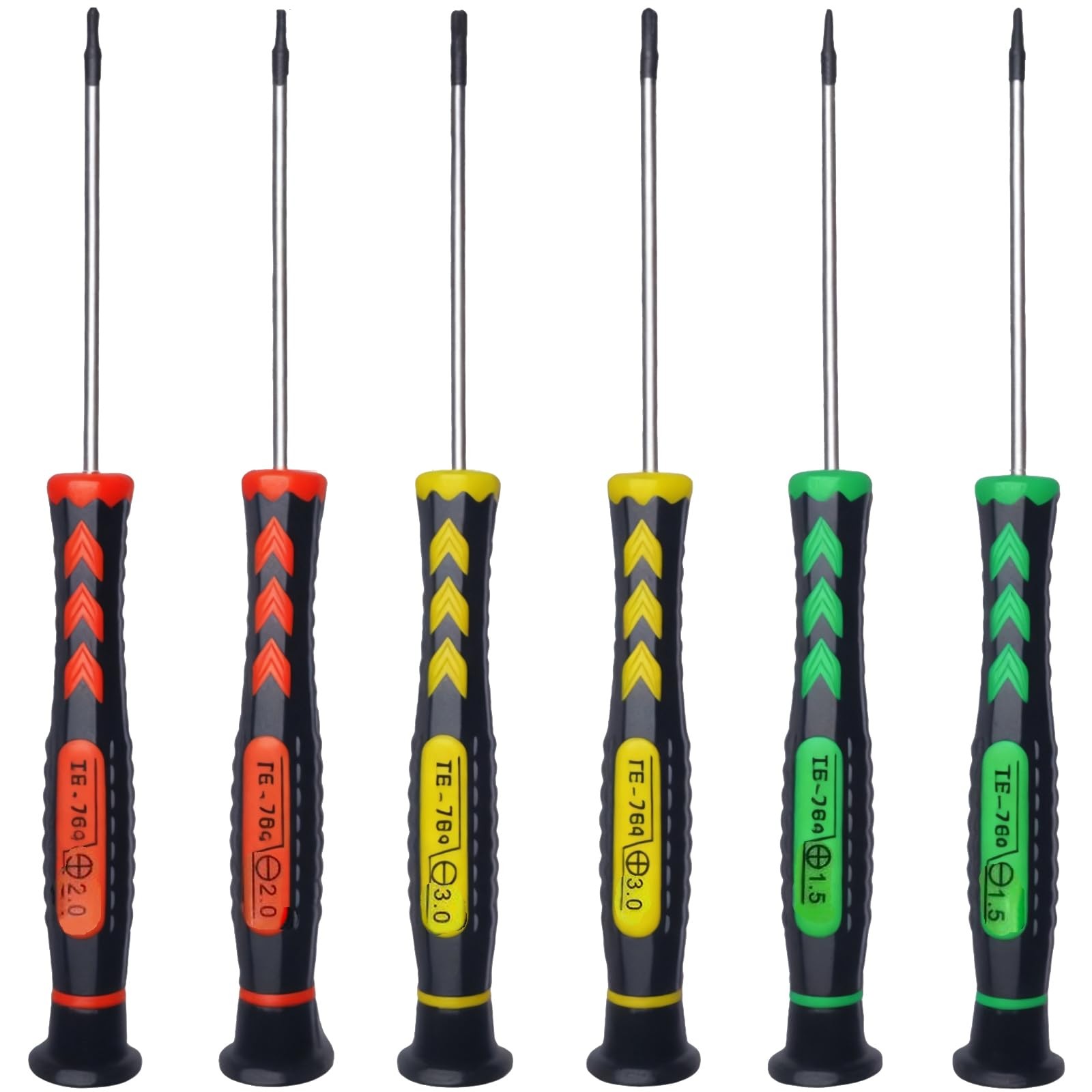 Screwdriver SET OF 6 – Magnetic Flathead and Phillips Green,orange,yellow