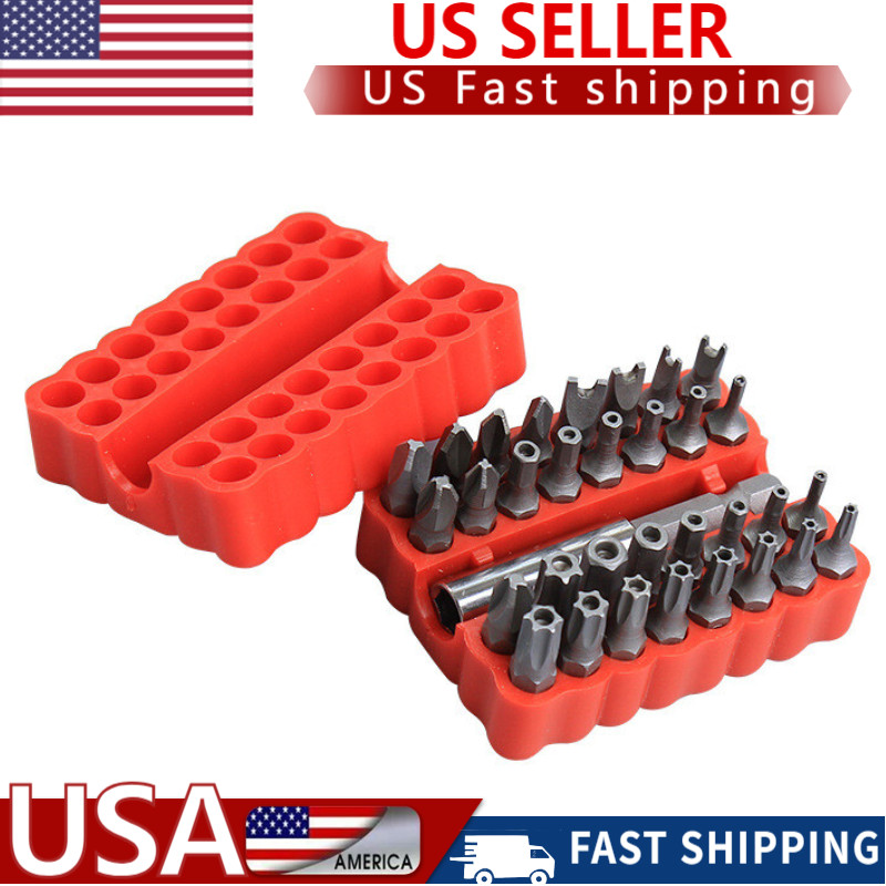 33PCS Tamper Security Torx Bit Set Hex Head Drill Extension Screwdriver Bits US
