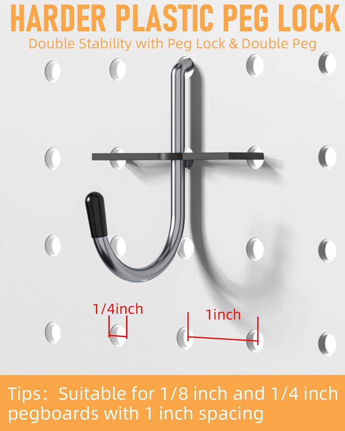 INCLY Pegboard Hooks Set for Hanging Tools, 206PCS Heavy 1/8 Inch, Silver