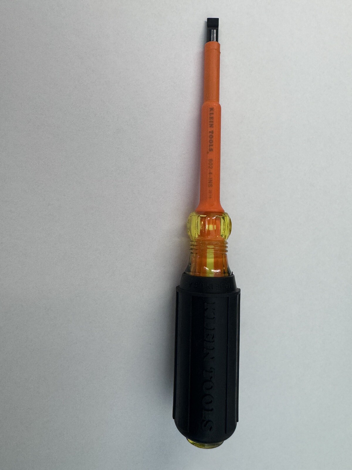 Klein Tools 602-4-INS Insulated Cabinet-Tip Heavy-Duty Round-Shank Screwdriver