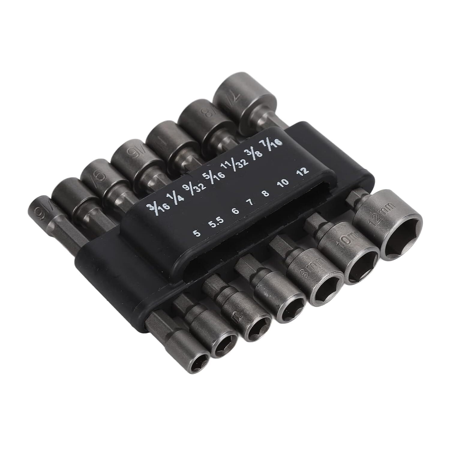 14pc POWER NUT Driver Bit Set Dual 1/4 Quick Change SAE & Metric MM Detent Shank