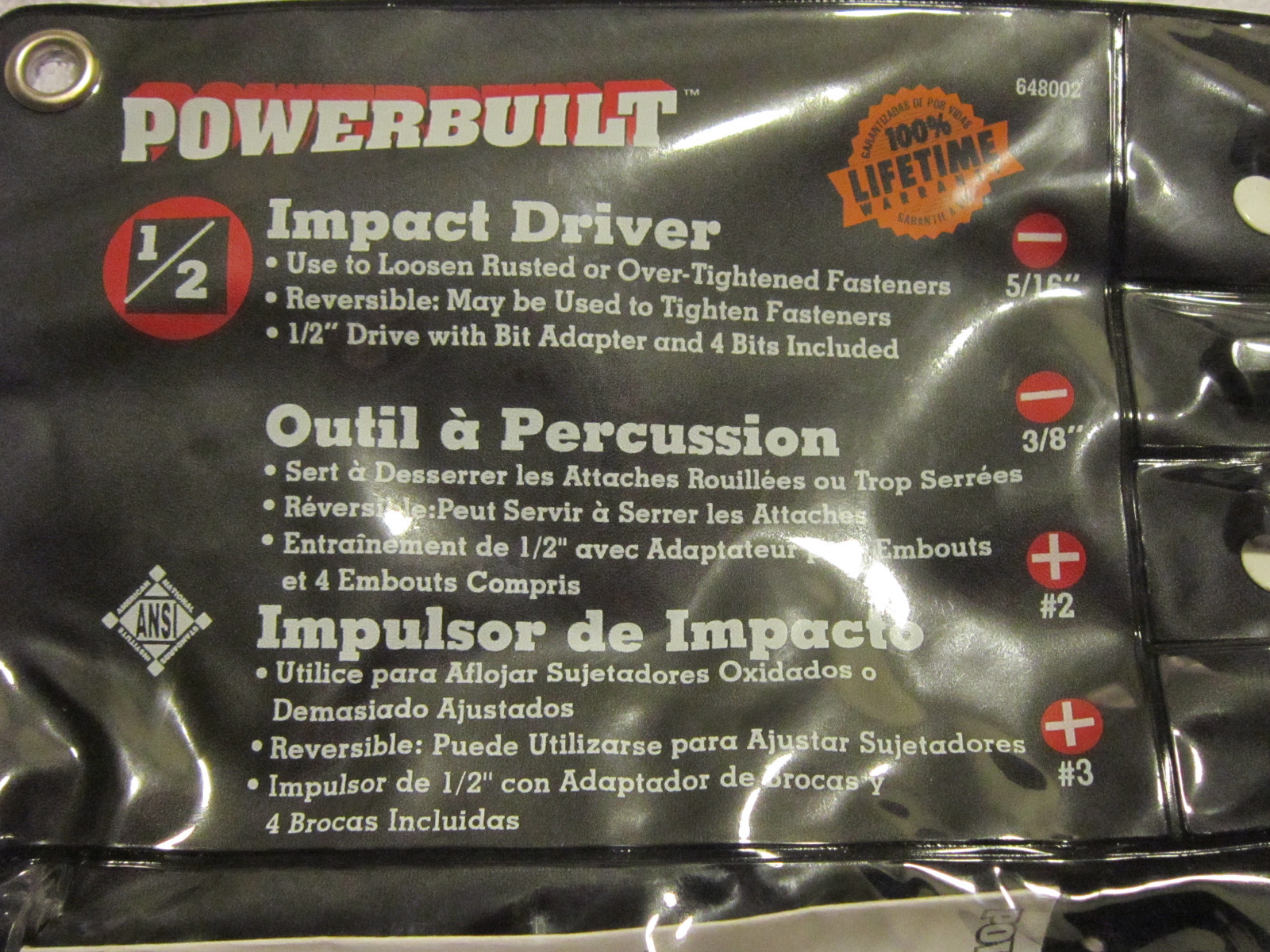 PowerBuilt – Reversible Impact Driver Kit [1/2″ Drive] (Part # 648002) *NEW*