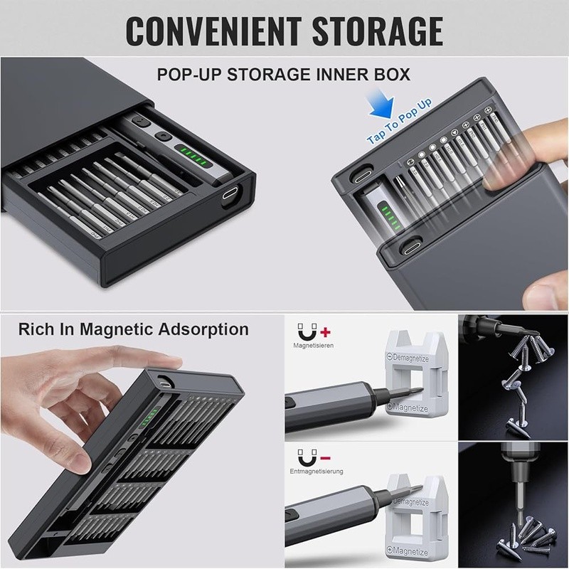 Mini Electric Screwdriver Set 72 in 1 W/ Rechargeable Battery & Precision Bits