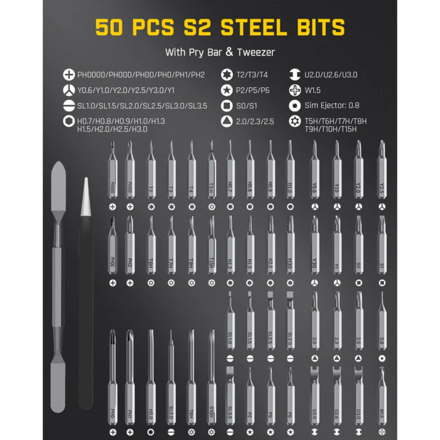 Fanttik E2 MAX Precision Electric Screwdriver – Max 0.4N.m, 50 Magnetic Bits