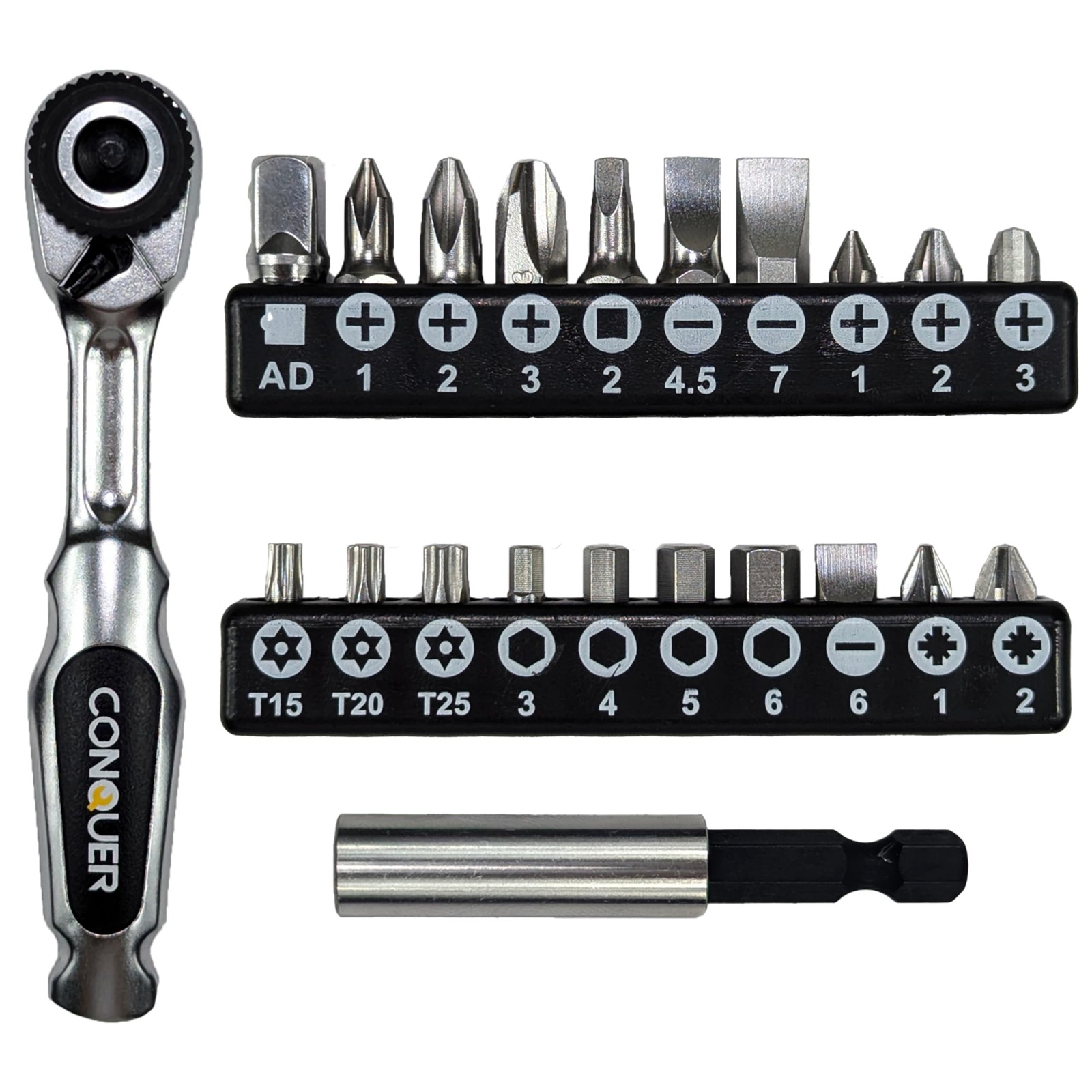 22pc 1/4 Ultra Low Profile Mini Ratchet Close Quarter Mini Screwdriver Set wi…