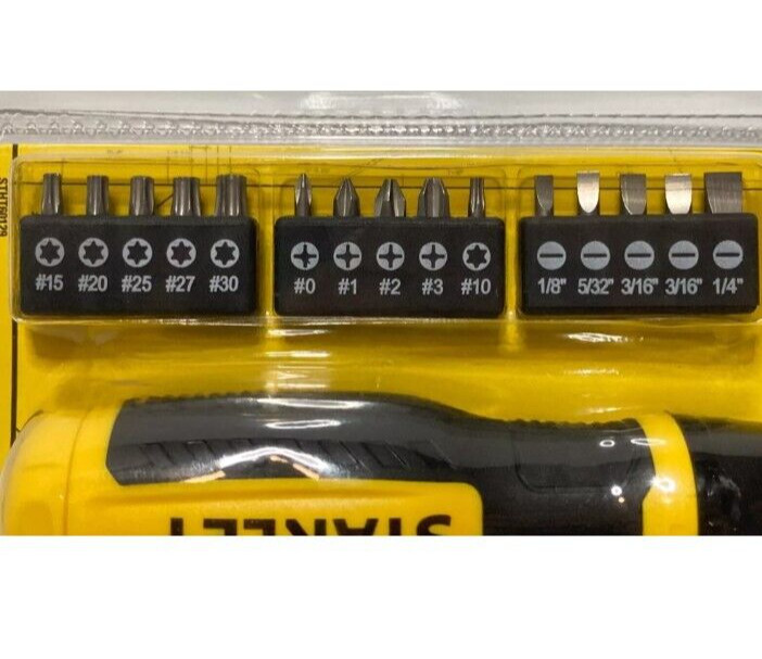 Stanley Multi Bit Ratcheting Screwdriver 15 Piece Set STHT60129 NEW