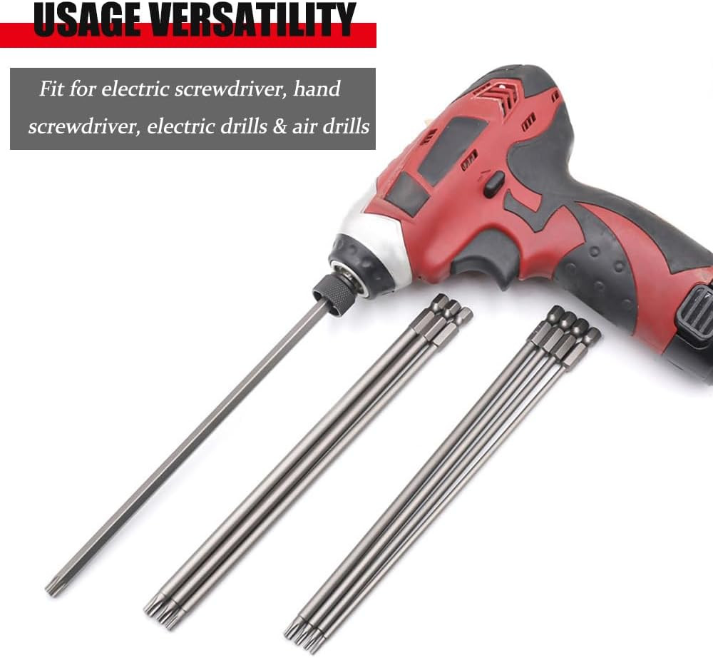 11Pcs 200Mm Extra Long Torx Screwdriver Bit Set, Magnetic Head S2 Steel Star Scr