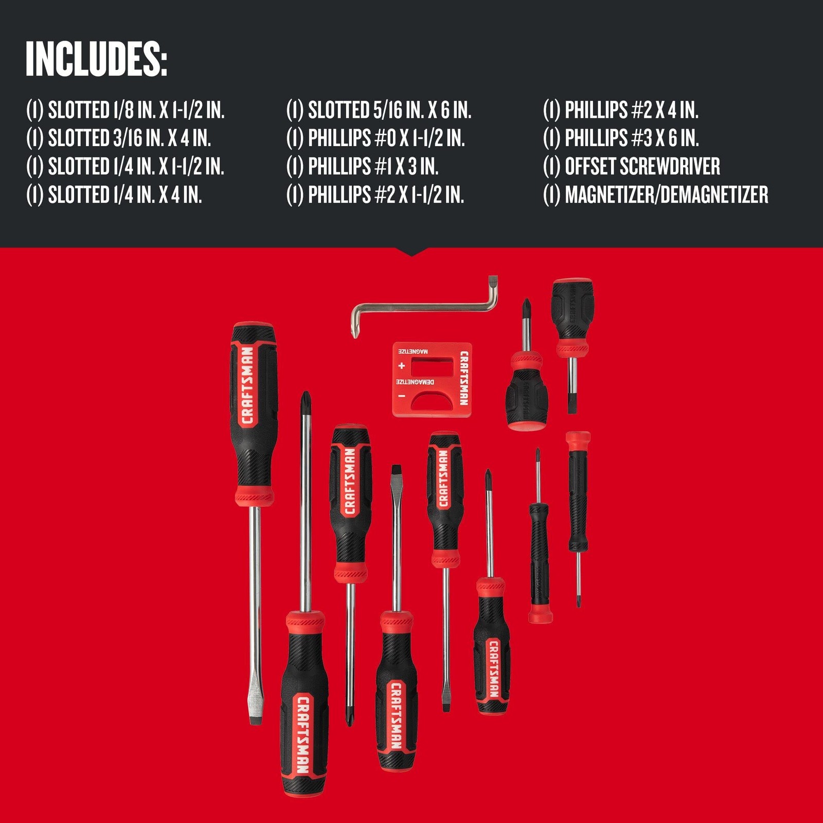 12 Piece Bi-material Screwdriver Set Black Oxide Tip Ergonomic Handle”
