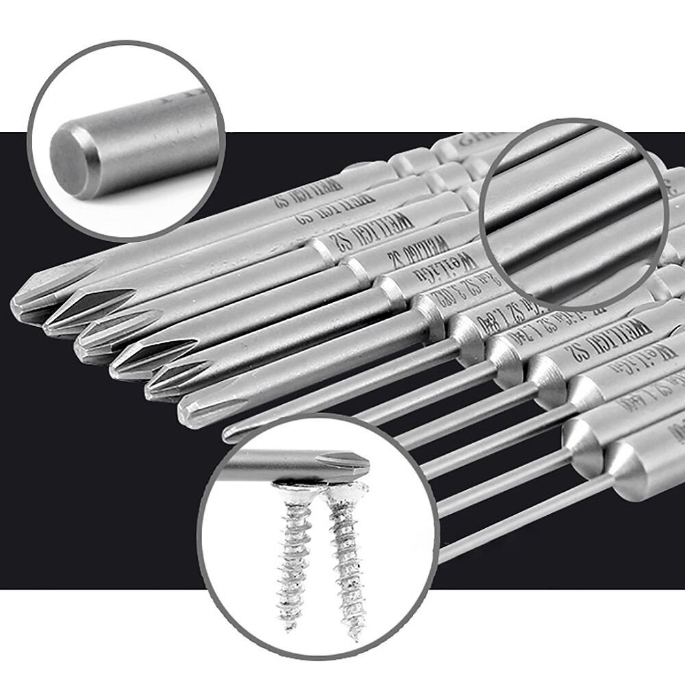 6mm Round Shank Magnetic Screwdriver Bit Phillips PH00 PH0 PH1 PH2 Long 50-150mm
