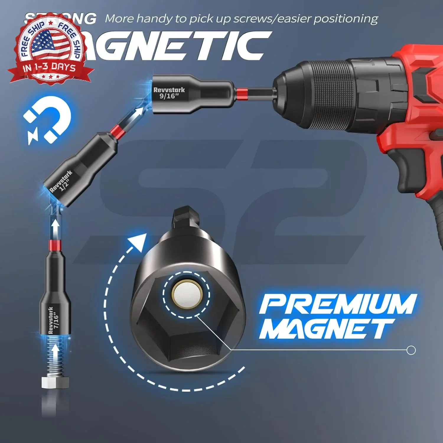 21PCS Magnetic Nut Driver Set for Impact Drill, Driver Bit Set 1/4″, Metric & SA